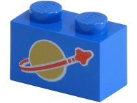LEGO part Brique 1 x 2 with Classic Space Logo Pattern 3004p90