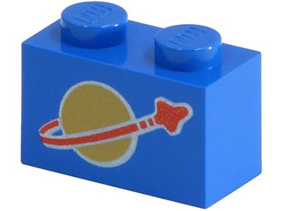 LEGO onderdeel Steen 1 x 2 met Classic Space Logo Patroon (3004p90)