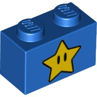 LEGO part Brick 1 x 2 with Yellow Star with Black Eyes Pattern 3004pb216