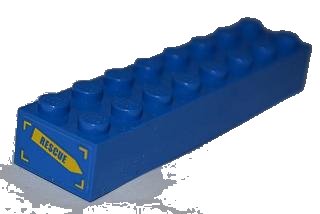 LEGO onderdeel Brick 2 x 8 with 'RESCUE' on Yellow Arrow Pattern on End (Sticker) - Set 4439 (3007pb05)