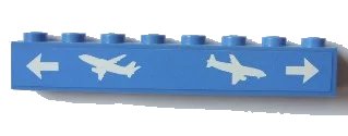 LEGO onderdeel Brick 1 x 8 with Arrows and Airplanes Pattern (Sticker) - Set 3182 (3008pb125)