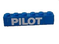 LEGO part Brick 1 x 6 with White 'PILOT' Text Bold Pattern (Sticker) - Set 6542 3009pb061