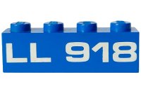 LEGO part Brick 1 x 4 with White 'LL 918' Pattern 3010p918