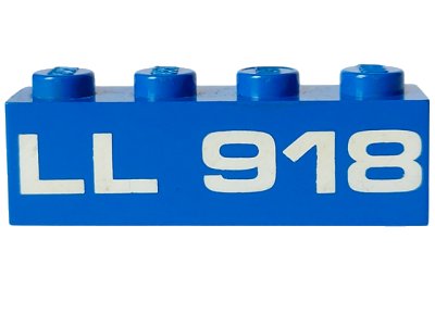 LEGO onderdeel Brick 1 x 4 with White 'LL 918' Pattern (3010p918)