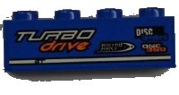 LEGO part Brick 1 x 4 with 'TURBO drive', 'DISC breakers' and 'ONE' Pattern Model Left Side (Sticker) - Set 8197 3010pb151L