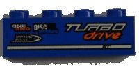 LEGO part Mattone 1 x 4 con motivo 'ONE', 'DISC breakers' e 'TURBO drive' Lato Destro Modello (Adesivo) - Set 8197 3010pb151R