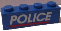 LEGO part Stein 1 x 4 mit Weiß 'POLICE' rote Linie auf blauem Hintergrund Muster (Aufkleber) - Set 3314 3010pb174
