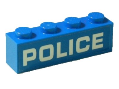 LEGO part Stein 1 x 4 with White 'POLICE' Bold and Wide Font Pattern (Sticker) - Set 60239 (3010pb288)