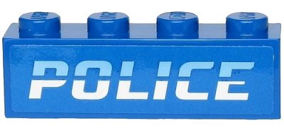 LEGO onderdeel Brick 1 x 4 with Bright Light Blue and White 'POLICE' Pattern (Sticker) - Sets 60242 / 60244 / 60276 (3010pb292)