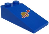 LEGO part Slope 18 4 x 2 with Classic Space Logo Pattern 30363pb021