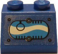 LEGO onderdeel Schuin 45 2 x 2 met Raam met Zwarte Ring in Ovaal met Blauwe en Witte Wervelingen Patroon Model Linkerkant (Sticker) - Set 70013 3039pb105L