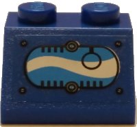 LEGO part Slope 45 2 x 2 with Window with Black Ring in Oval with Blue and White Swirls Pattern Model Right Side (Sticker) - Set 70013 3039pb105R