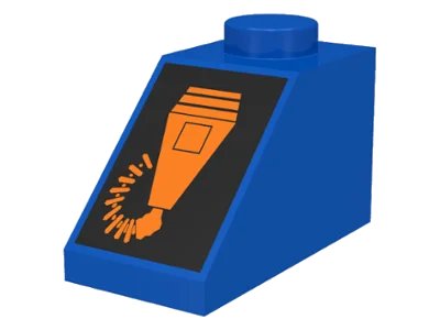 LEGO onderdeel Slope 45 2 x 1 with Orange Microphone on Black Pattern (3040pb001)