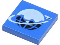 LEGO part Tile 2 x 2 with Ice Planet 2002 Logo, Globe with Ice Pattern 3068p61