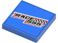 LEGO part Fliese 2 x 2 mit 'RACE 555' und Zielflaggen Muster (Aufkleber) - Set 8125 3068pb0445