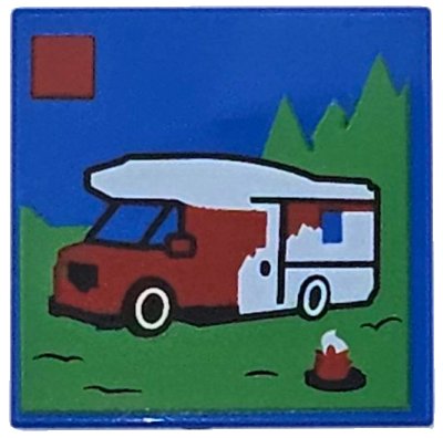 LEGO part Tile 2 x 2 with LEGO City Set Box Art Set 60454 Holiday Camper Van Pattern (3068pb2765)