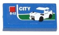 LEGO onderdeel Tile 1 x 2 with White Car, 'CITY' and '5-12' Pattern (Sticker) - Set 60050 3069pb0327