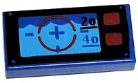 LEGO part Tile 1 x 2 with Underwater Periscope View with Crosshairs, '20', '40', and Red Buttons Pattern 3069px11