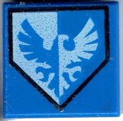 LEGO onderdeel Tile 1 x 1 with Blue and White Falcon on Pentagonal Shield Pattern (3070pb100)
