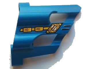 LEGO onderdeel Technic, Panel Fairing # 1 Large Short, Large Holes, Side A with Silver and Yellow Mechanical Pattern (Sticker) - Set 8444 (32190pb05)