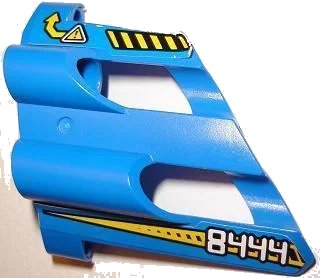 LEGO onderdeel Technic, Panel Fairing # 2 Large Short, Large Holes, Side B with White '8444' and Yellow Arrow Pattern (Stickers) - Set 8444 (32191pb04)