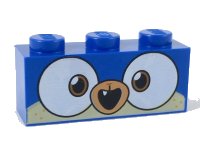 LEGO part Brick 1 x 3 with Dog Face Wide Dark Orange Eyes, Medium Nougat Muzzle, Open Mouth with 1 Tooth Pattern 3622pb091