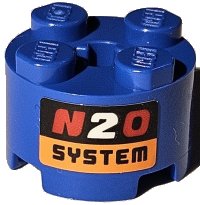 LEGO part Brick, Round 2 x 2 with Axle Hole with 'N2O SYSTEM' Pattern (Sticker) - Set 42111 3941pb42