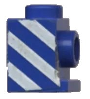 LEGO onderdeel Brick, Modified 1 x 1 with Headlight with White Diagonal Stripes Pattern Right (Sticker) - Set 6653 (4070pb01)