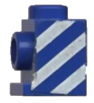 LEGO onderdeel Brick, Modified 1 x 1 with Headlight with White Diagonal Stripes Pattern Left (Sticker) - Set 6653 4070pb02