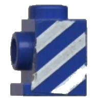 LEGO onderdeel Brick, Modified 1 x 1 with Headlight with White Diagonal Stripes Pattern Left (Sticker) - Set 6653 (4070pb02)