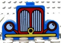 LEGO part Brick, Modified 1 x 4 x 2 Center Stud Top with Car Grille Fabuland yellow/red Pattern 4088px3