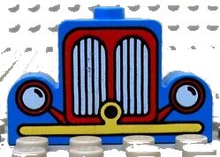 LEGO onderdeel Brick, Modified 1 x 4 x 2 Center Stud Top with Car Grille Fabuland yellow/red Pattern (4088px3)