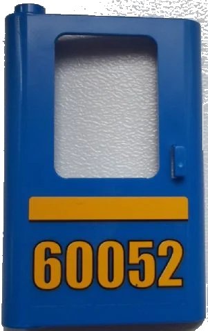 LEGO onderdeel Door 1 x 4 x 5 Train Left, Thin Support at Bottom with Bright Light Orange Stripe and '60052' Pattern (Sticker) - Set 60052 (4181pb042)