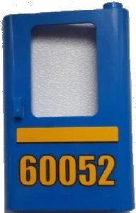 LEGO part Door 1 x 4 x 5 Train Right, Thin Support at Bottom with Bright Light Orange Stripe and '60052' Pattern (Sticker) - Set 60052 4182pb042
