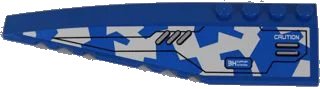 LEGO onderdeel Wedge 12 x 3 Left with Silver Vents and 'CAUTION' on Blue and White Camouflage Pattern (Sticker) - Set 8118 (42061pb33)