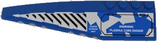 LEGO part Wedge 12 x 3 Left with Black Vents and Hatch with 'WARNING PLASMA CORE ENGINE' on Blue and White Camouflage Pattern (Sticker) - Set 8118 (42061pb34)