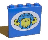 LEGO onderdeel Panel 1 x 4 x 3 with Box and Arrows and Globe in White Oval Pattern (Sticker) - Set 4549 4215pb061