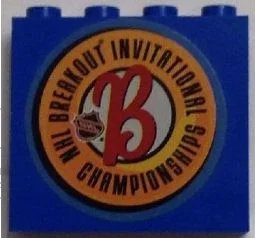 LEGO onderdeel Panel 1 x 4 x 3 - Hollow Studs with NHL Breakout Logo on Blue Background Pattern (Sticker) - Set 3579 (4215bpb56)