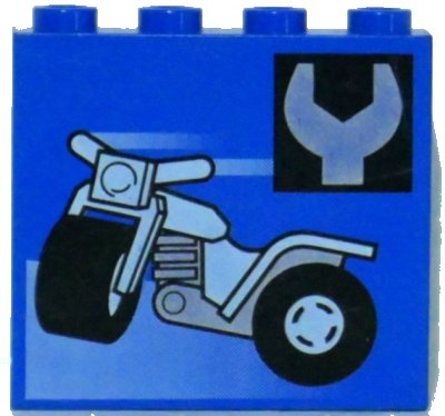 LEGO onderdeel Panel 1 x 4 x 3 - Hollow Studs with Motorcycle and Wrench Pattern (4215bpx26)