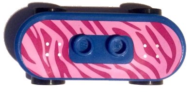 LEGO onderdeel Minifigure, Utensil Skateboard Deck with Magenta and Bright Pink Tiger Stripes Pattern (Sticker) with Black Wheels (42511pb18 / 2496) - Set 41058 (42511c01pb18)