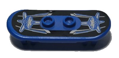 LEGO onderdeel Minifigure, Utensil Skateboard Deck with Silver Sharks and Stripes on Black Background Pattern (Sticker) - Set 6738 (42511pb29)