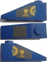 LEGO part Slope 33 3 x 1 with Blue and Gray Panels on Top and Sides and Yellow Markings on Sides Pattern (Stickers) - Set 7962 4286pb032