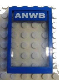 LEGO part Window 1 x 4 x 5 with Fixed Glass and White 'ANWB' on Blue Pattern (Sticker) - Set 1590-2 4347pb03