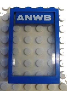 LEGO onderdeel Window 1 x 4 x 5 with Fixed Glass and White 'ANWB' on Blue Pattern (Sticker) - Set 1590-2 (4347pb03)