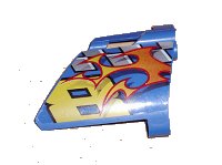 LEGO part Technic, Panel Fairing #22 Large Short, Small Hole, Side A with Yellow Number 8, Flames, and Checkered Pattern (Sticker) - Set 8646 44352pb03