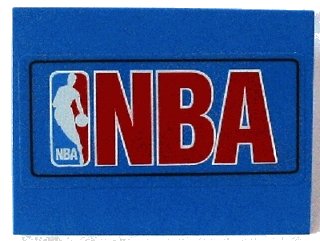 LEGO part Slope 10 6 x 8 with NBA Logo Red Pattern (Sticker) - Sets 3432 / 3433 (4515pb016)