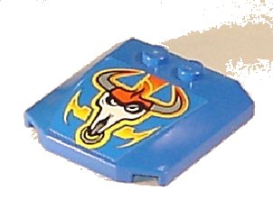 LEGO part Wedge 4 x 4 x 2/3 Triple Curved with Flames and Ox Head Pattern (Sticker) - Set 8668 (45677pb021)