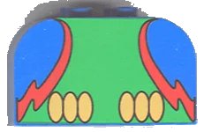 LEGO onderdeel Slope, Curved 4 x 2 x 2 Double with 4 Studs with Parrot Body Pattern (4744pb04)