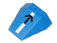LEGO part Wedge 4 x 4 Triple with Stud Notches with White Stripe and Black Arrow Pattern (Sticker) - Set 75002 48933pb010