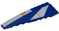 LEGO part Wedge 10 x 3 Left with White Stripes, Yellow Triangle and Gray Lines Pattern (Stickers) - Set 8093 50955pb008